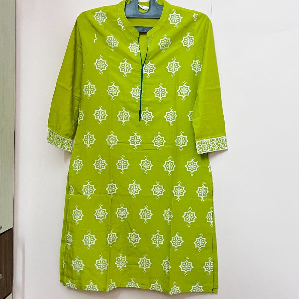 Lime Green Embroidered Cotton Kurta from Max - Picture 8 of 9